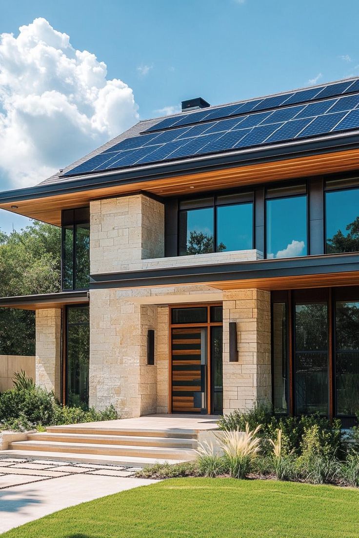 Casa con sistema solar híbrido